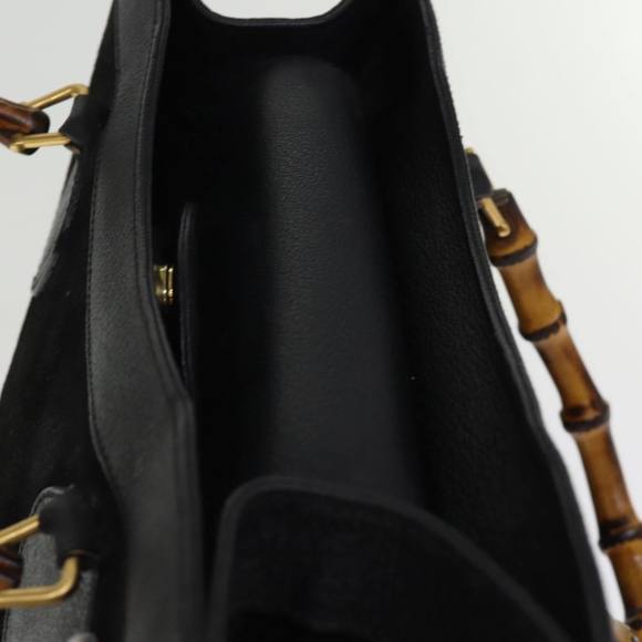 GUCCI Bamboo Tote Bag Suede Black 002 1186 0260 Auth 74664 - Picture 5 of 16